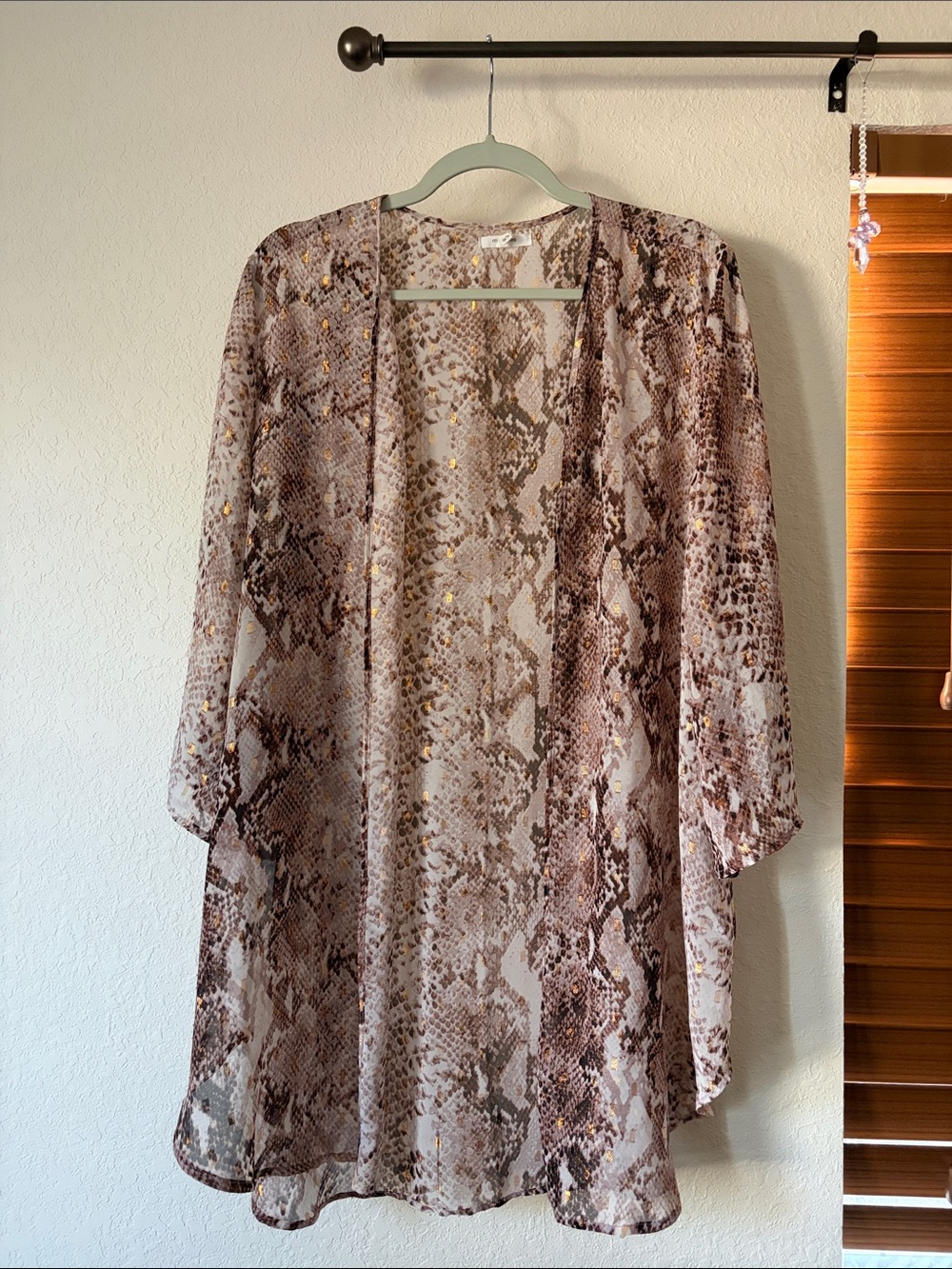 Maurices Metallic Snakeskin Open Front Kimono Duster Plus Size 0X/1X